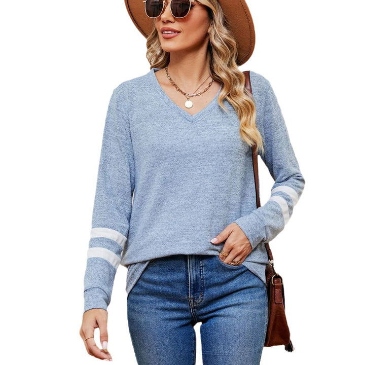 Damen V-Ausschnitt Sweatshirt mit grafischem Schulterdesign Drune