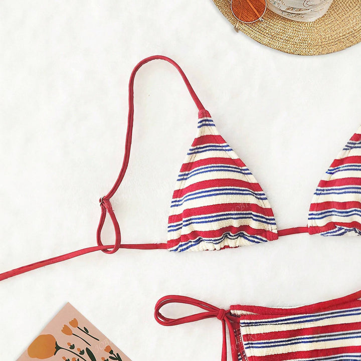 Damen Triangel-Bikini-Set mit verspieltem Design und regulierbaren Trägern Drune