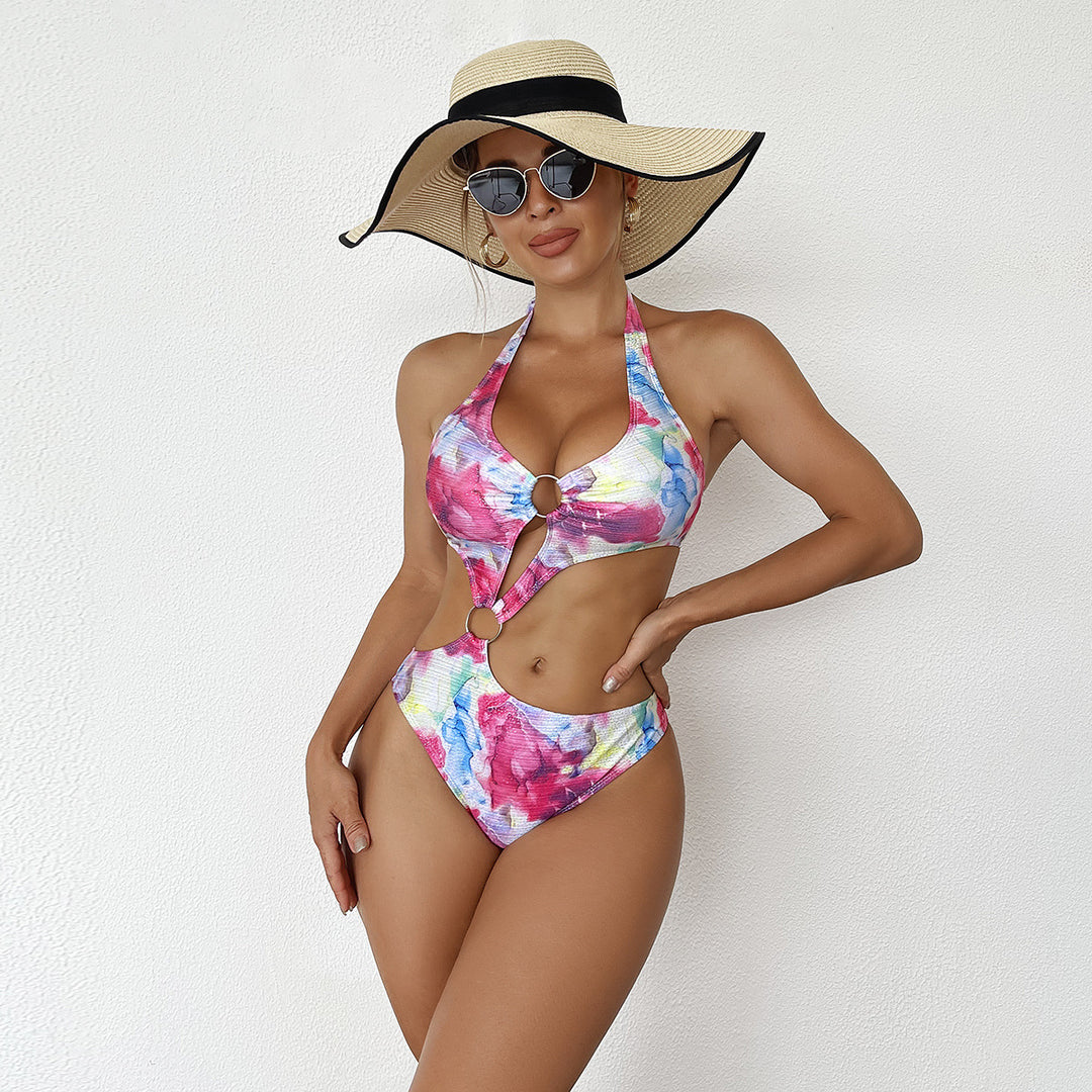 Damen Modischer Cut-Out Badeanzug mit Ringen Drune