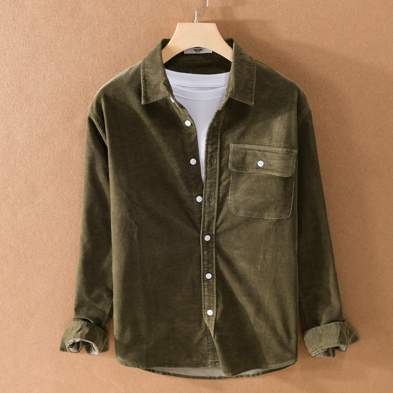 Herren Cord-Overshirt mit Brusttasche, Relaxed-Fit und durchgehender Knopfleiste Drune