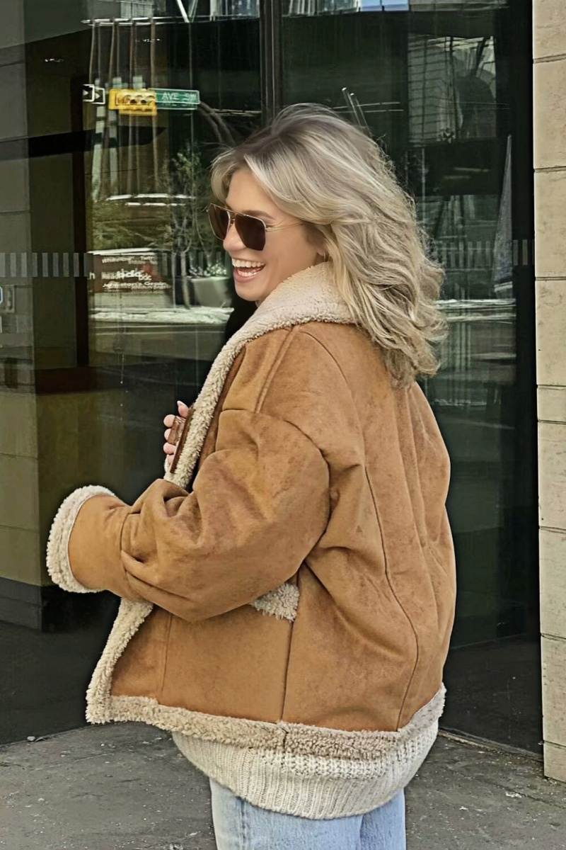 Drune | Weiche Teddyjacke Lammfell-elemente Modern und Bequem
