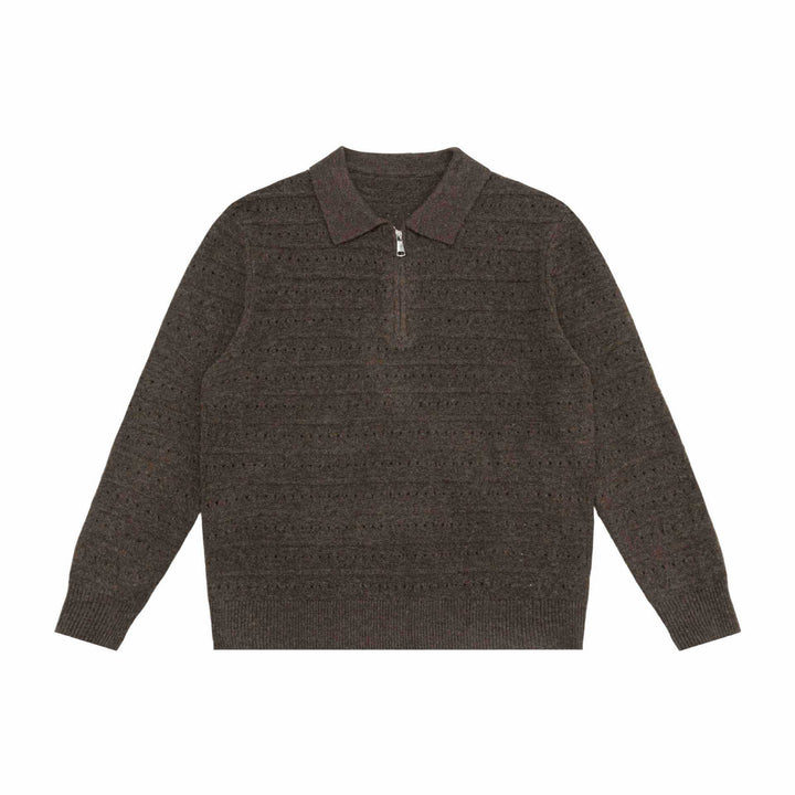 Herren Strick-Poloshirt mit Halbzipper und Strukturstrick Drune