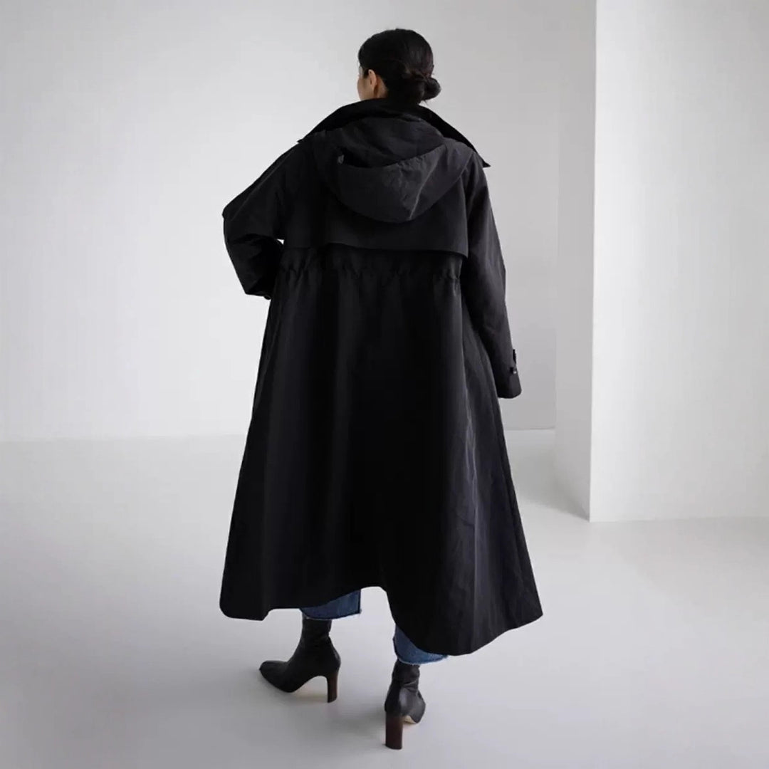 Damen Oversize-Mantel im Maxi-Look mit Kapuze und Cape‑Passe Drune