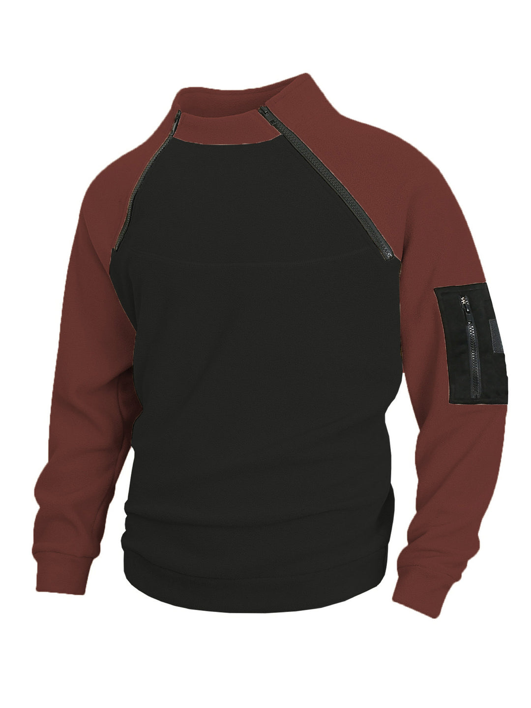 Herren technischer Fleece-Halbzip-Pullover mit asymmetrischen Schulterreißverschlüssen und Reißverschluss-Ärmeltasche Drune