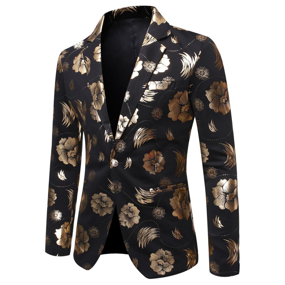 Herren Tailliertes Satin-Sakko mit Blumen-Jacquard und Schalkragen Drune