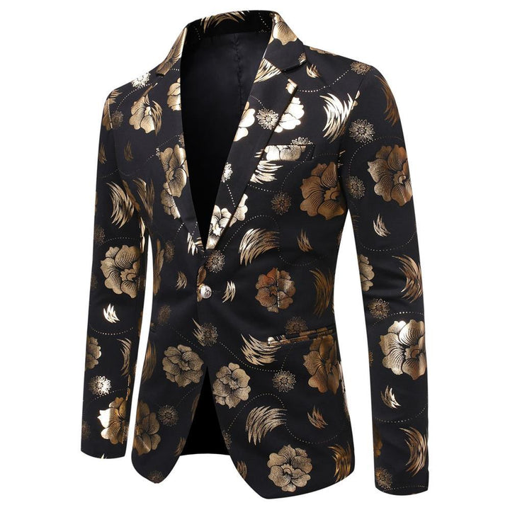Herren Tailliertes Satin-Sakko mit Blumen-Jacquard und Schalkragen Drune