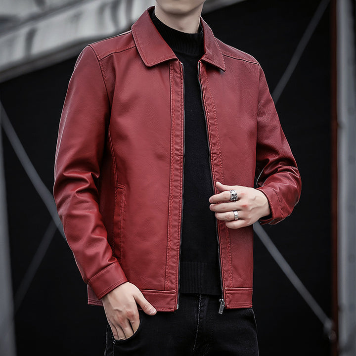 Herren Lässige Kunstlederjacke Drune