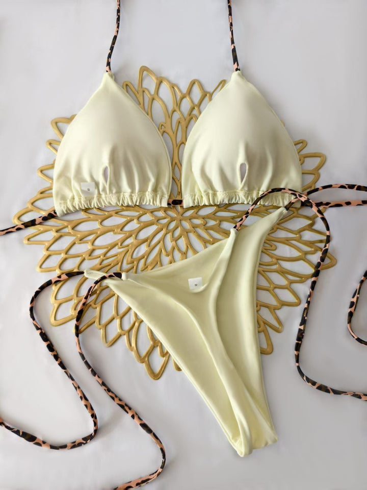 Damen Triangel-Bikini-Set mit verstellbaren Trägern und modischem Leoprint Drune