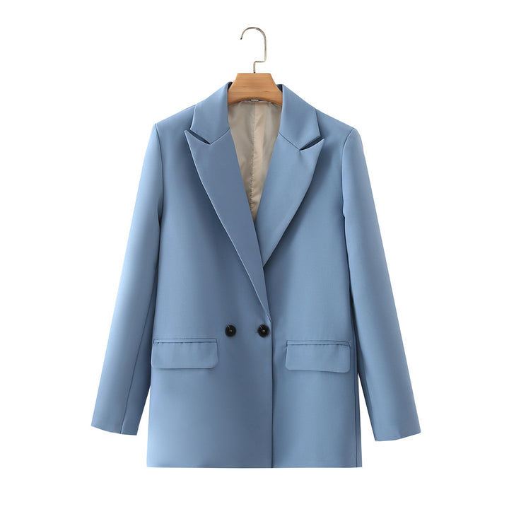 Damen nan taillierter Longblazer im Oversize-Look mit Reverskragen und Pattentaschen Drune