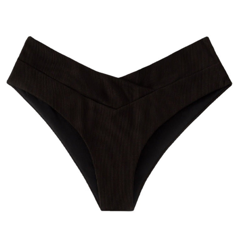 Damen Hochgeschnittene Bikinihose mit V-Ausschnitt Drune