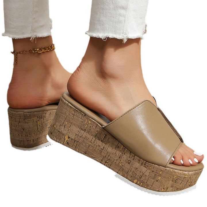 Damen Wedge-Pantoletten mit gekreuzten Riemen und Korksohle Drune