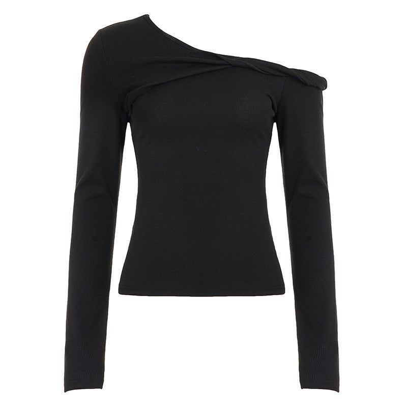 Damen Asymmetrisches Ein-Schulter Rippstrick-Top mit gedrehtem Schulterdetail Drune