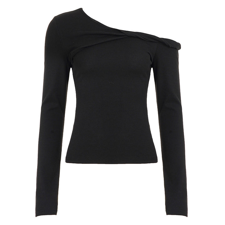 Damen Asymmetrisches Ein-Schulter Rippstrick-Top mit gedrehtem Schulterdetail Drune