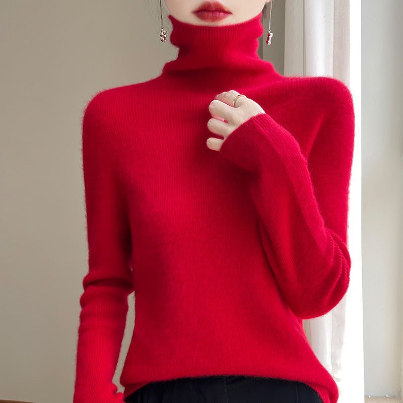 Damen Schmal geschnittener Feinstrick-Rollkragenpullover mit extrafeinem Flauschfinish Drune