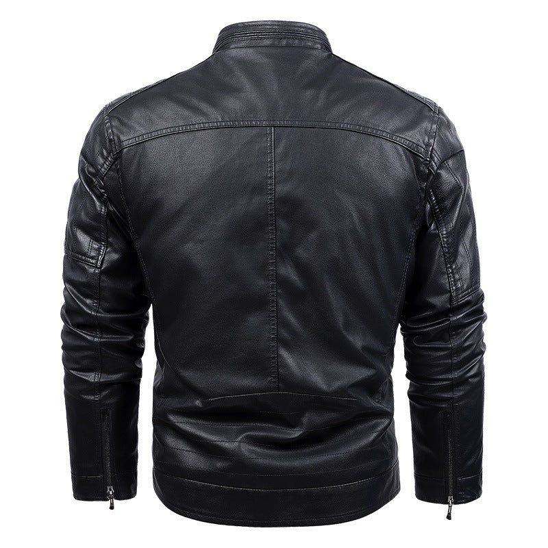 Herren Jeansjacke im Vintage‑Army‑Look mit Stehkragen, Ziersteppungen und Ärmelfalten Drune