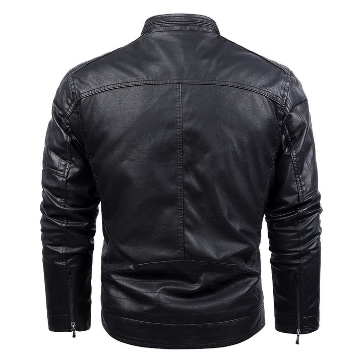 Herren Jeansjacke im Vintage‑Army‑Look mit Stehkragen, Ziersteppungen und Ärmelfalten Drune