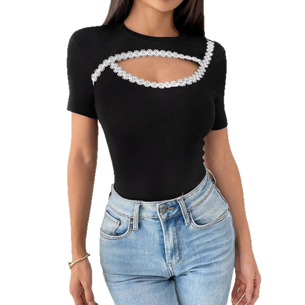 Damen Cut-Out Body mit floralen Details Drune