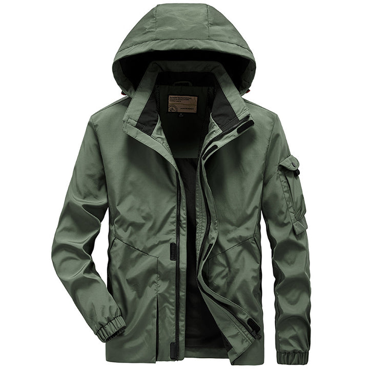 Herren Leichter Wasserabweisender Windbreaker mit Kapuze und Mehrfachtaschen Drune