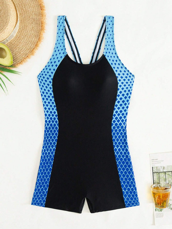 Damen Stilvoller Schwimmanzug mit V-Ausschnitt Drune