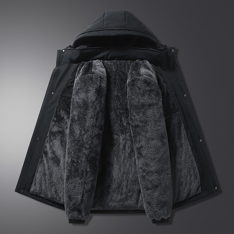 Herren Thermo‑Steppjacke mit weichem Teddyfutter, integrierter Kapuze & verdecktem Zwei‑Wege‑Reißverschluss Drune