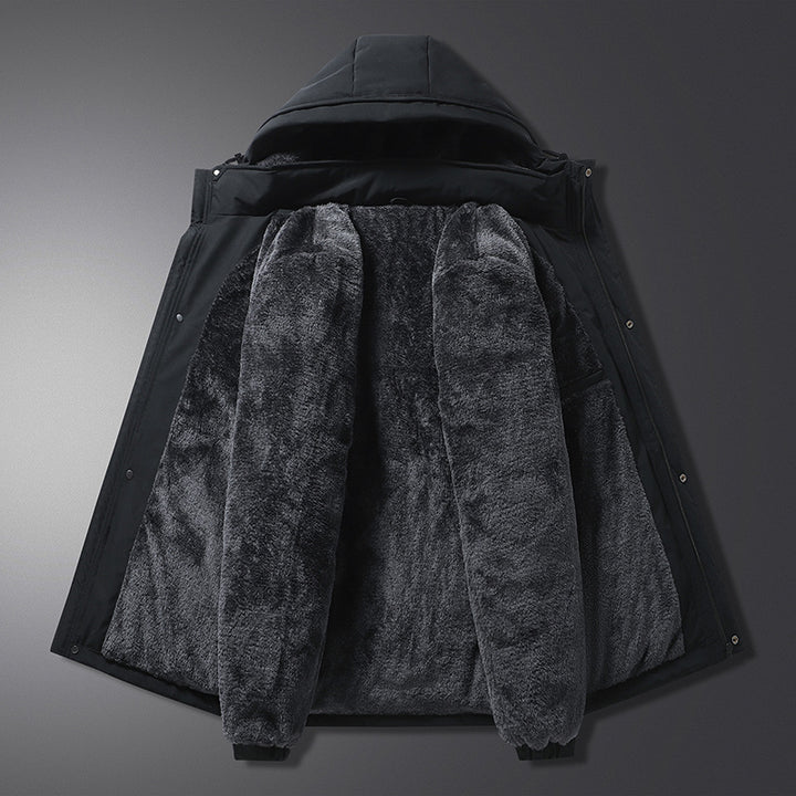 Herren Thermo‑Steppjacke mit weichem Teddyfutter, integrierter Kapuze & verdecktem Zwei‑Wege‑Reißverschluss Drune