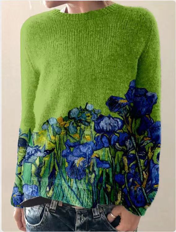 Drune | Sweatshirt - Wollgefühl - Lockerer Schnitt - Floral Bestickt - Langarm Freizeit