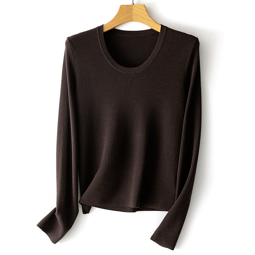 Damen Feinstrick-Langarmshirt mit Rundhalsausschnitt und leichter A-Linie Drune