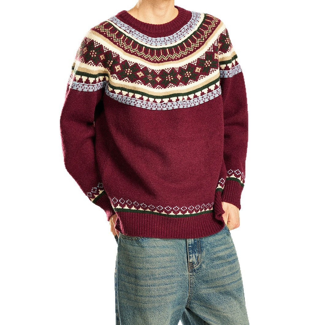 Herren Gemütlicher Strickpullover mit Norweger-Muster Drune
