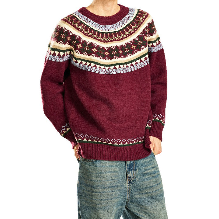 Herren Gemütlicher Strickpullover mit Norweger-Muster Drune