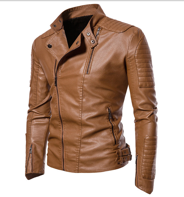 Herren Kunstleder‑Bikerjacke mit gesteppter Schulter‑ und Ärmelpartie Drune