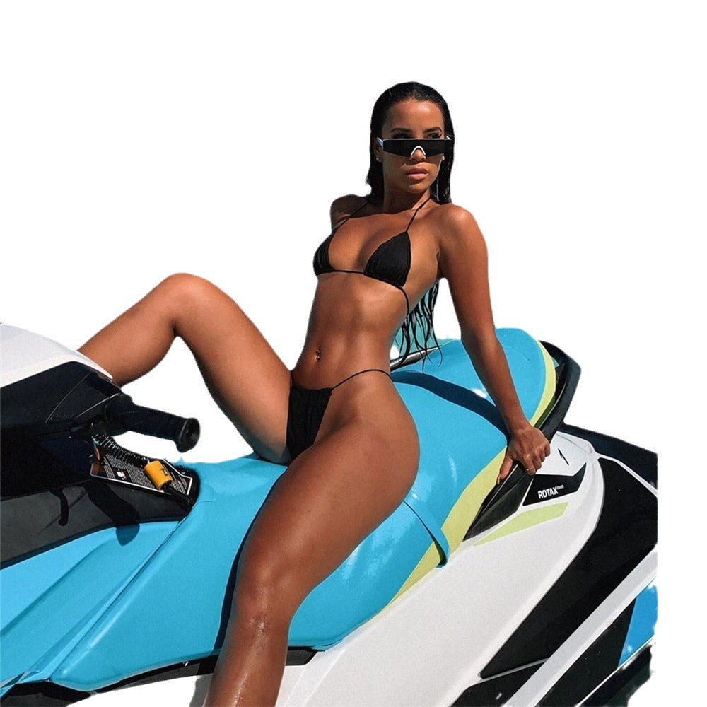 Damen Triangel-Bikini-Set mit modischen Bindebändern Drune