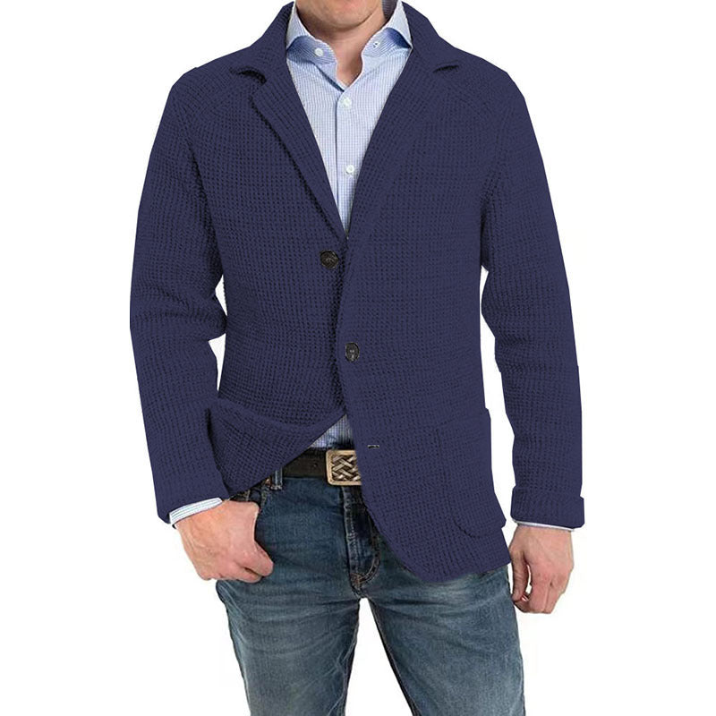 Herren Strukturstrick Sakko-Blazer mit aufgesetzten Taschen Drune