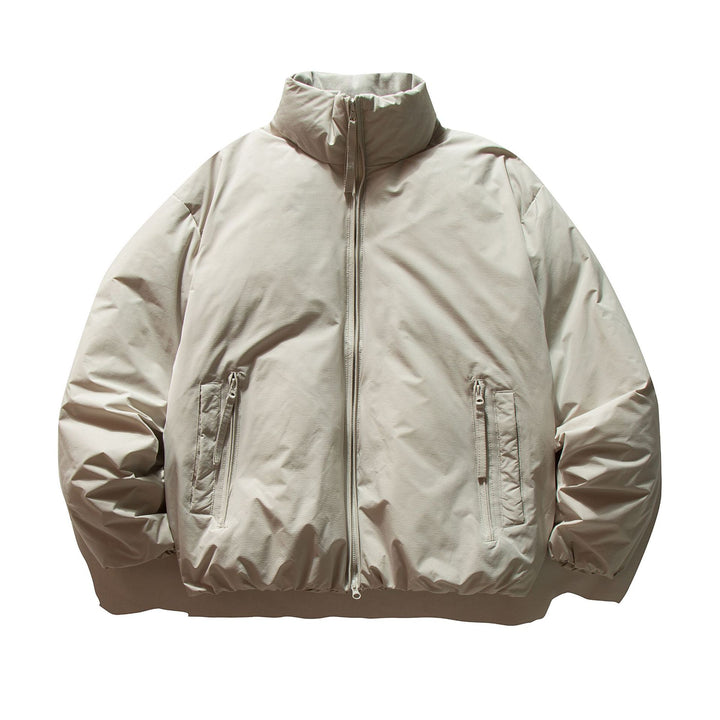 Unisex Kurz geschnittene Boxy-Isolationsjacke mit hohem Stehkragen und Reißverschluss-Taschen Drune
