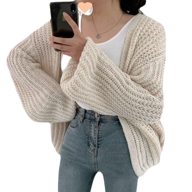 Damen gemütliche Strickjacke mit weit geschnittenem Design und flauschiger Textur Drune