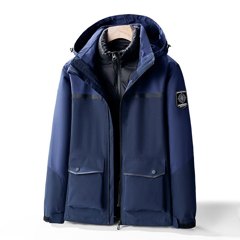 Herren Zweilagiger Wetterparka mit herausnehmbarer Isolations-Innenjacke und Utility-Taschen Drune