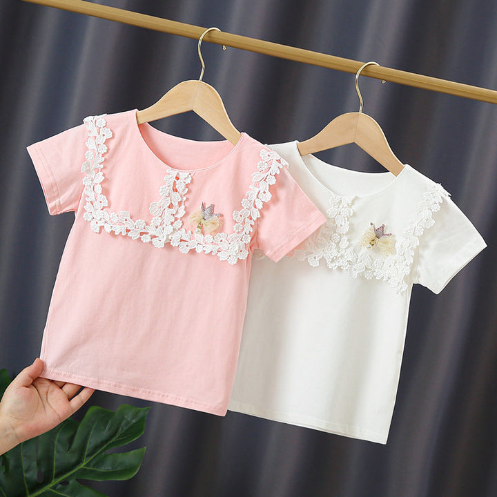 Mädchen T-Shirt mit eleganter Spitzenverzierung Drune