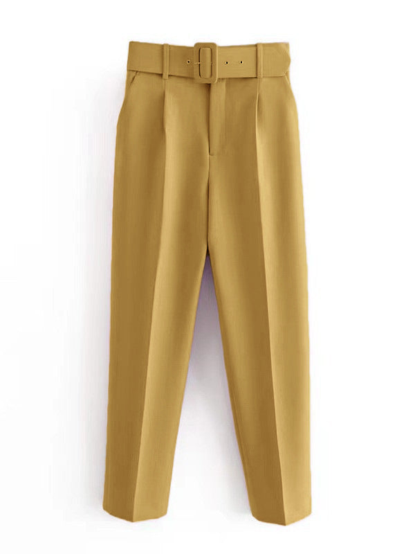 Damen weite Hochbundhose mit schickem Gürtel Drune