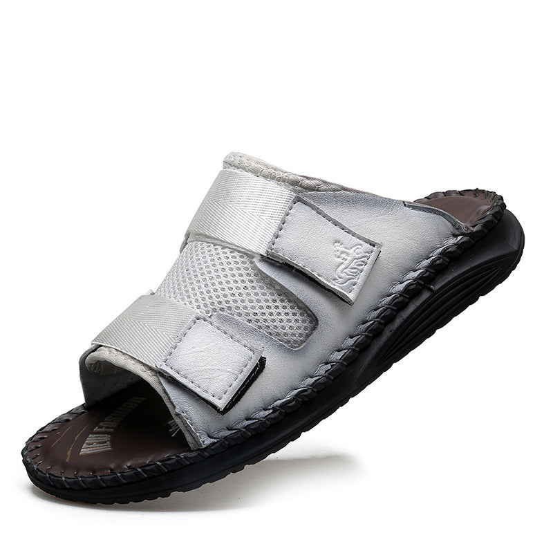 Herren Atmungsaktive Leder-Sandalen mit verstellbarem Klettverschluss Drune