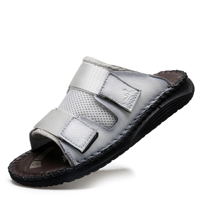 Herren Atmungsaktive Leder-Sandalen mit verstellbarem Klettverschluss Drune
