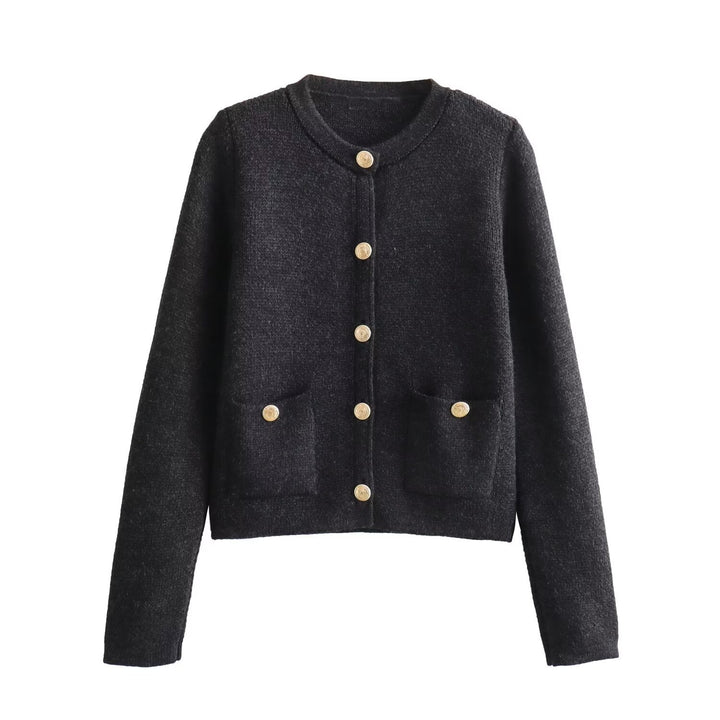 Damen Strickjacke mit dekorativen Knöpfen und Taschen Drune