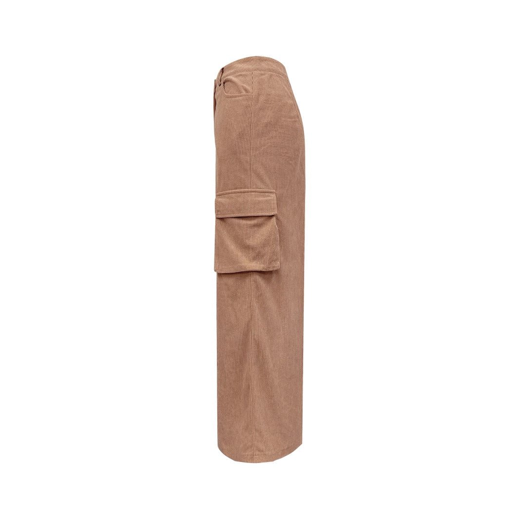 Damen Cargo-Midi-Rock mit seitlichen Taschen und elastischem Taillenzug Drune