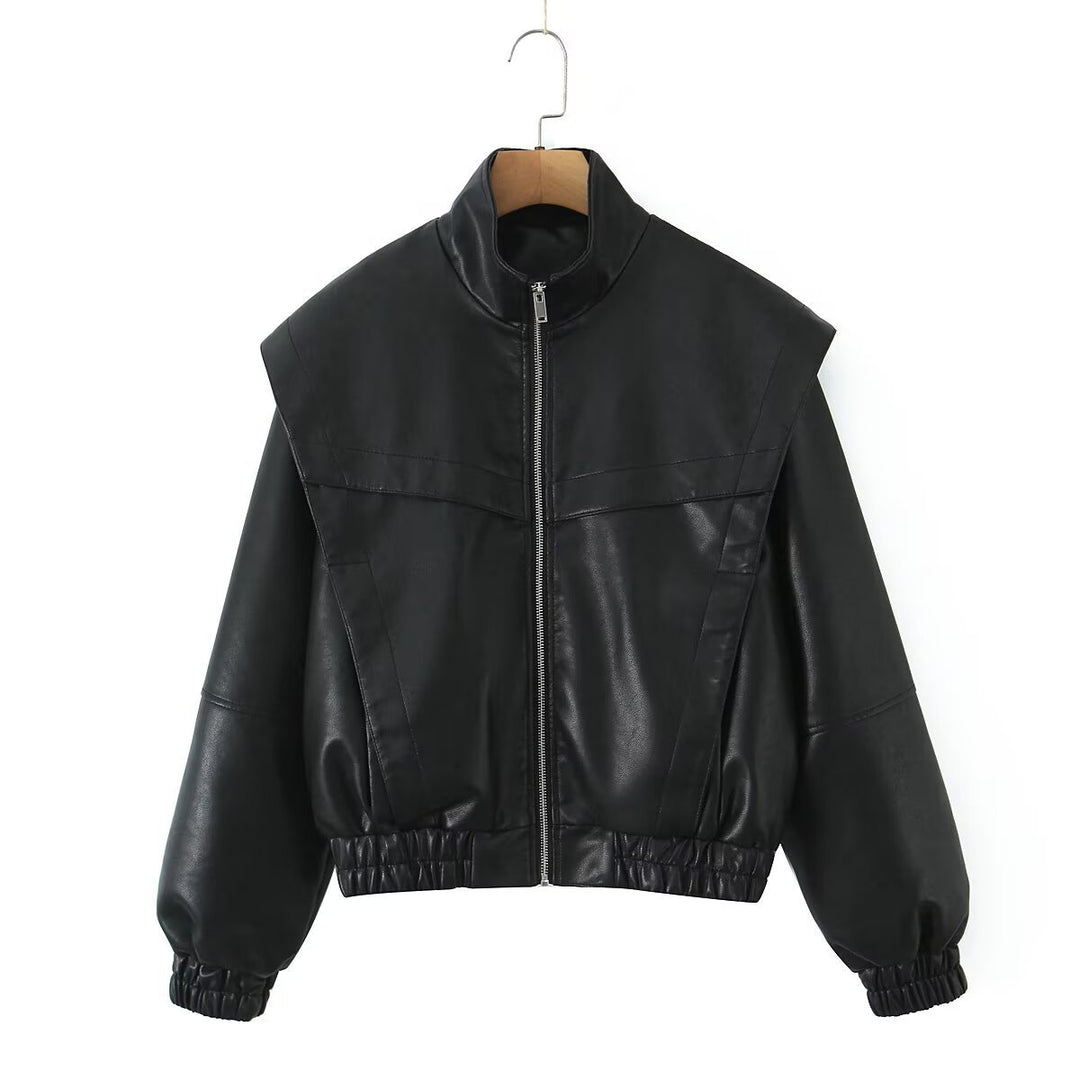 Damen modische Bikerjacke mit elastischen Bündchen Drune