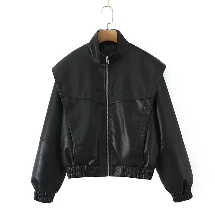 Damen modische Bikerjacke mit elastischen Bündchen Drune
