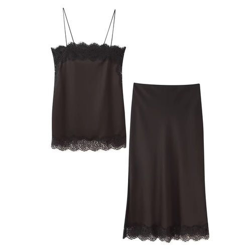 Damen elegante Satin-Hosen mit Spitzenakzenten Drune