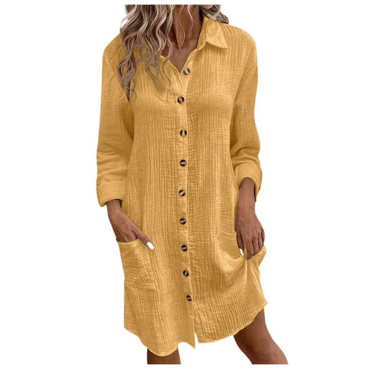 Damen Hemdkleid mit Knopfdetail und praktischen Taschen Drune
