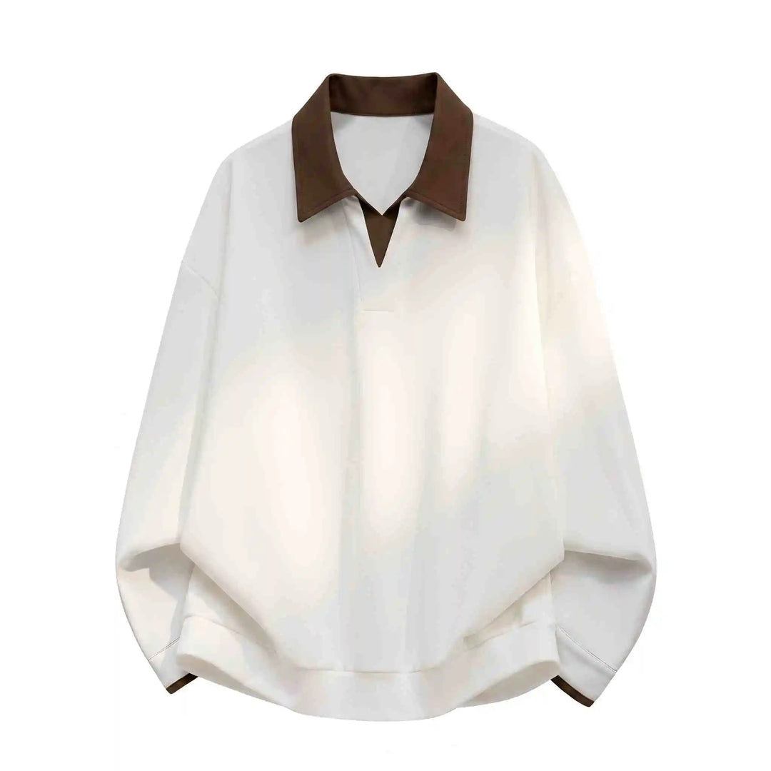 Damen Boxy-Polo-Sweatshirt mit kontrastiertem Spitzkragen Drune