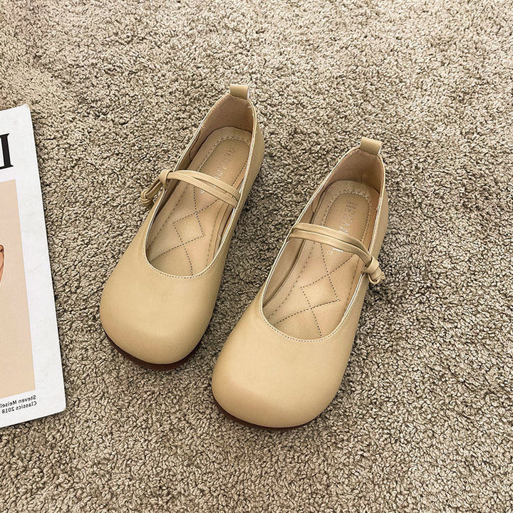 Damen Bequeme und elegante Ballerinas mit verstellbarem Riemen und weicher Innensohle Drune