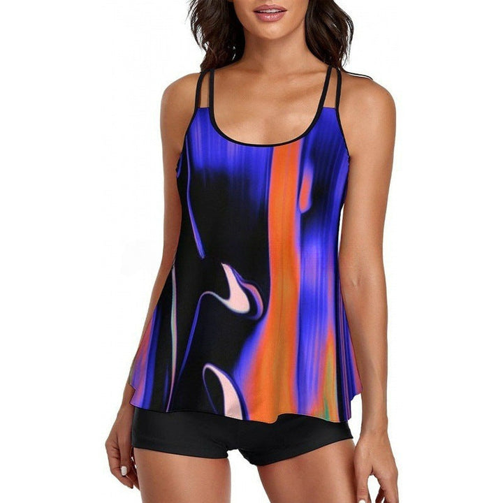 Damen Sportliches Tankini-Set mit bequemem Shorts und verstellbaren Trägern Drune