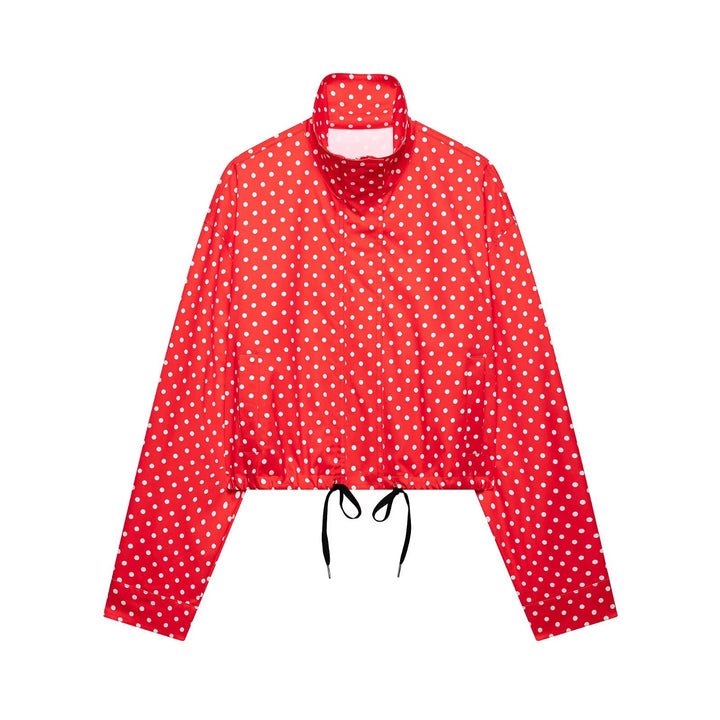 Damen nan weite High-Waist Schlaghose mit Punkteprint und elastischem Bund Drune