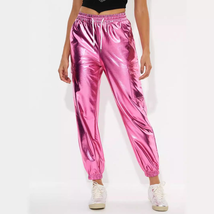 Damen sporty glänzende Freizeithose Drune